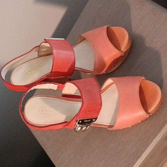 Coach Darcy open toed platform Heels 👠 Orange - Picture 2 of 11